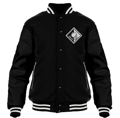 Black Ball Letterman Jacket – White Logo