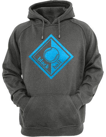 Black Ball Charcoal Hoodie Light Blue Logo